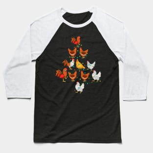 Chicken Christmas Tree Baseball T-Shirt